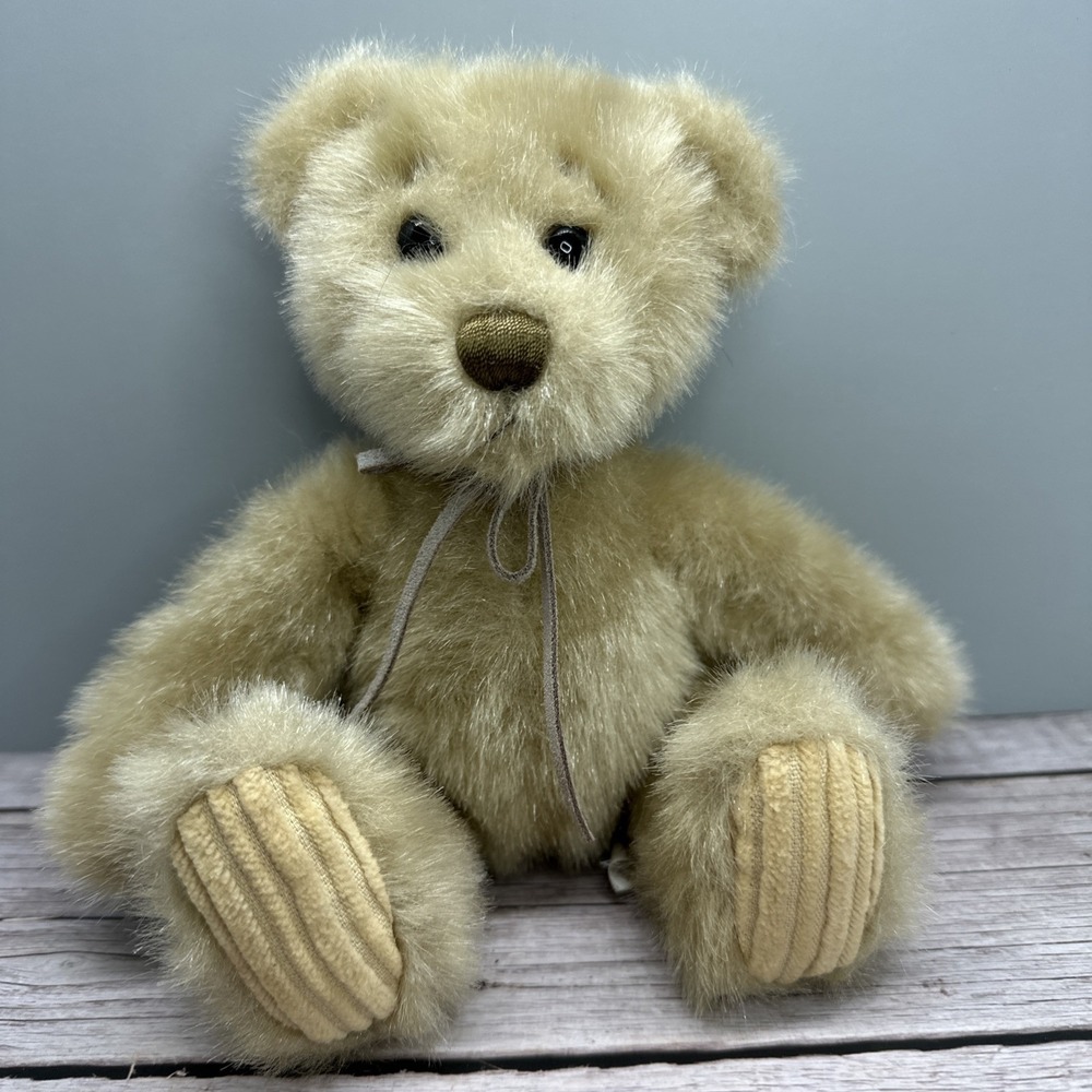 First and Main Minky Sitting Brown Teddy Bear 7" Plush Corduroy Feet Stuffed Toy
